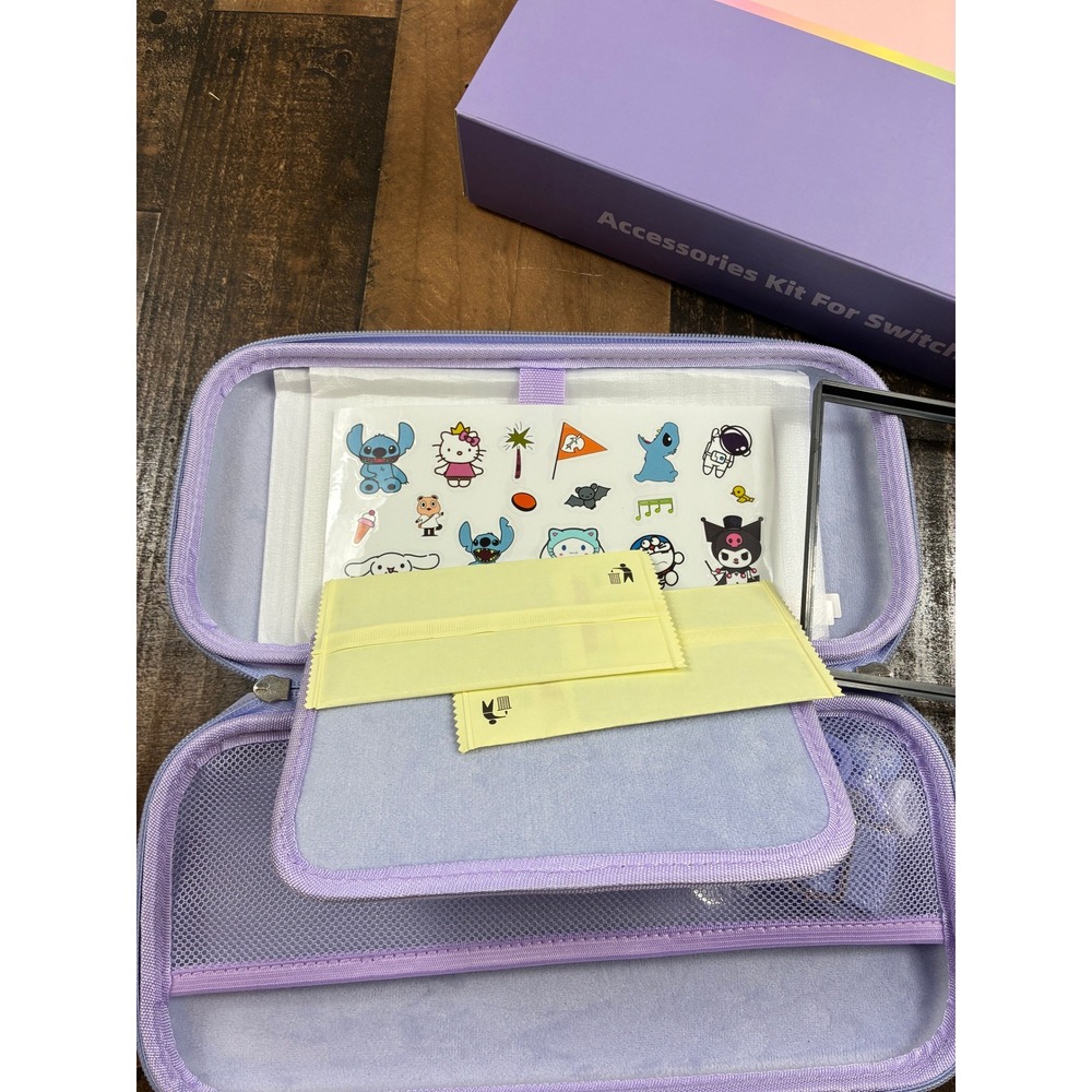 Purple Accessories Kit for Switch 2 Carrying Case Screen Protector Stickers - Picture 4 of 8